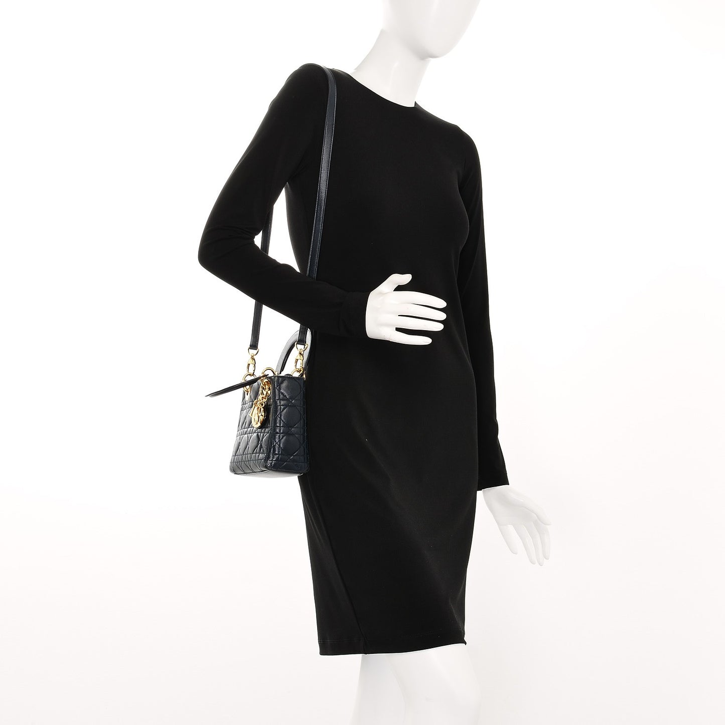 Vintage Lambskin Cannage Mini Lady Dior Navy Blue