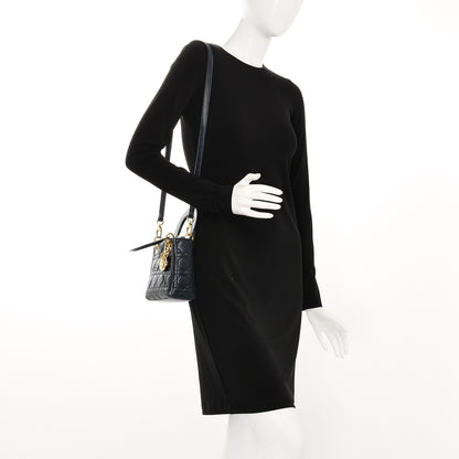 Christian Dior Vintage Lambskin Cannage Mini Lady Dior Navy Blue 2 of 7