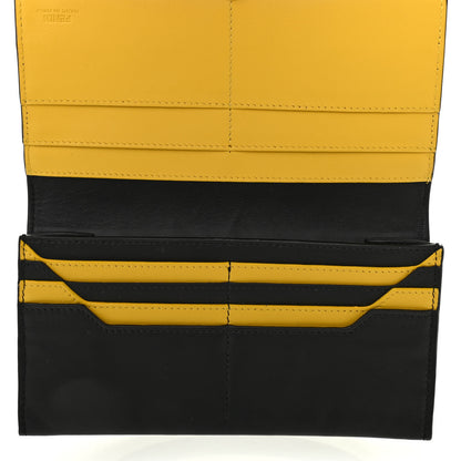 Fendi Vitello Grace Elastic FF Bi-Color Continental Wallet Black Sunflowers 5 of 12