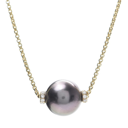 David Yurman 18K Yellow Gold Diamond Tahitian Pearl 11mm Solari Pendant Necklace 4 of 5