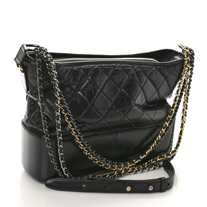Chanel Aged Calfskin Quilted Medium Gabrielle Hobo Black 3 of 11