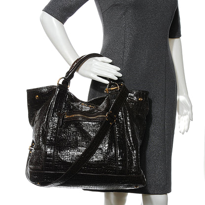 Miu Miu Calfskin Crocodile Embossed St Cocco Shopping Tote Moro 2 of 8