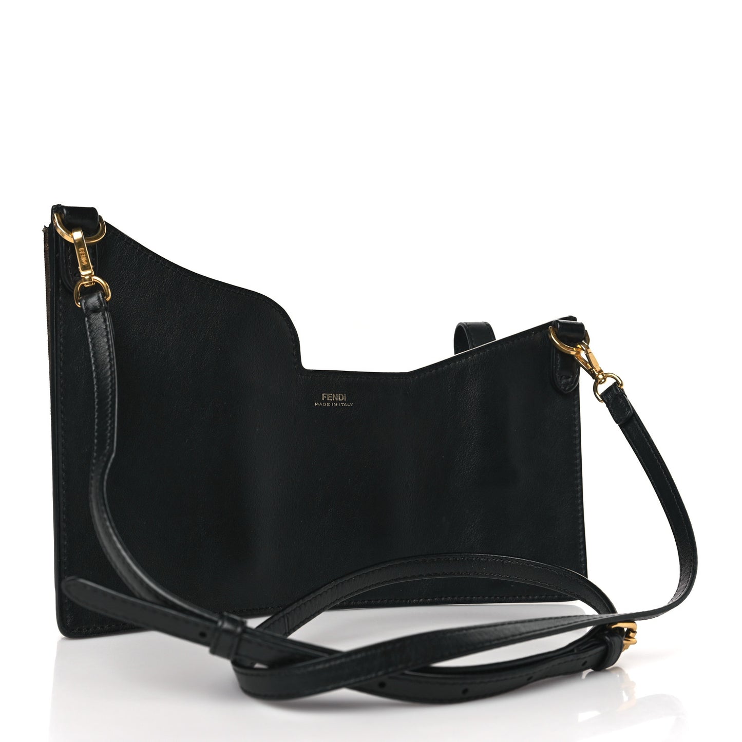 Vitello Grace Glazed Fabric FF 1974 3 Pocket Mini Crossbody Bag Black Mogano Panna
