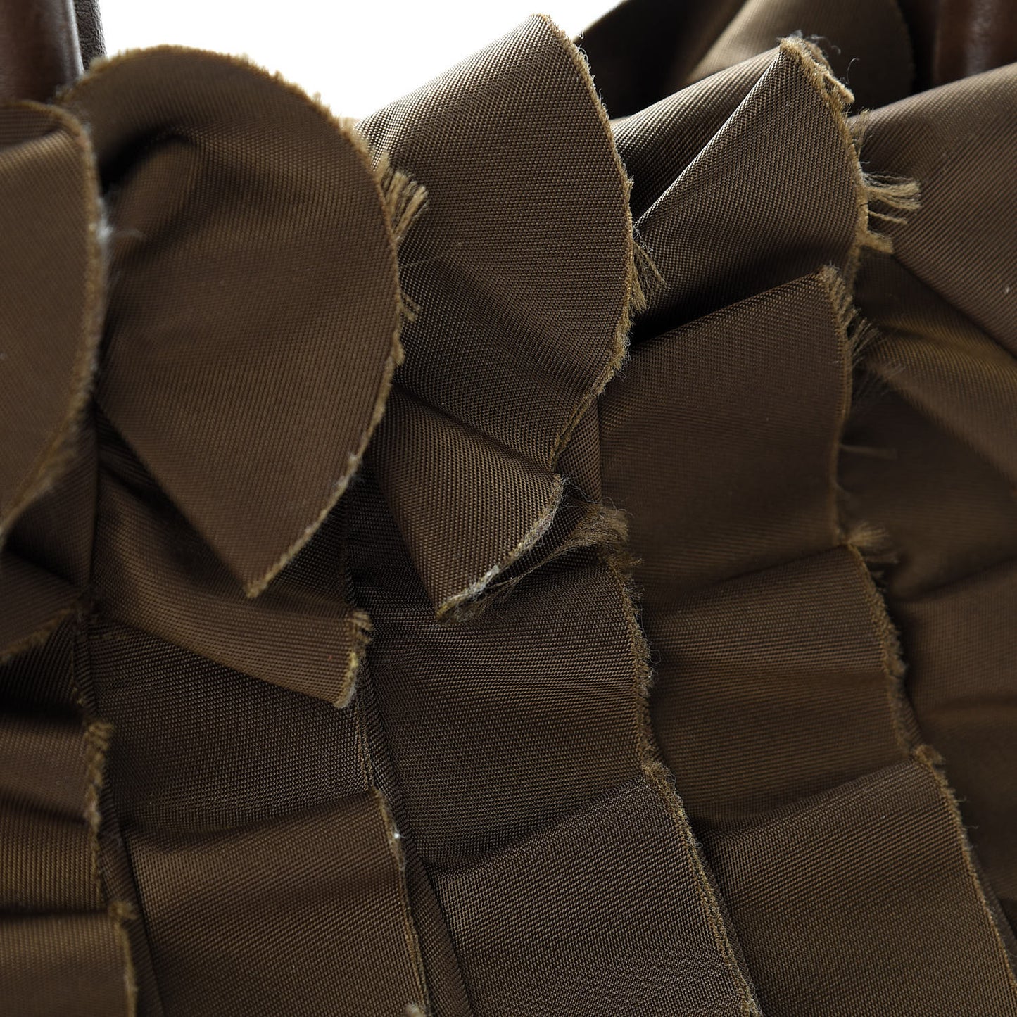 Tessuto Nylon Ruffle Tote Brown