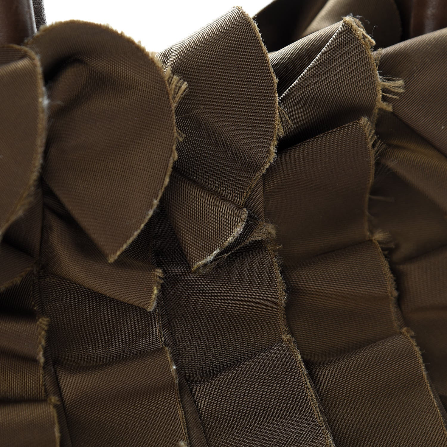 Prada Tessuto Nylon Ruffle Tote Brown 15 of 17