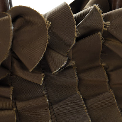 Prada Tessuto Nylon Ruffle Tote Brown 15 of 17