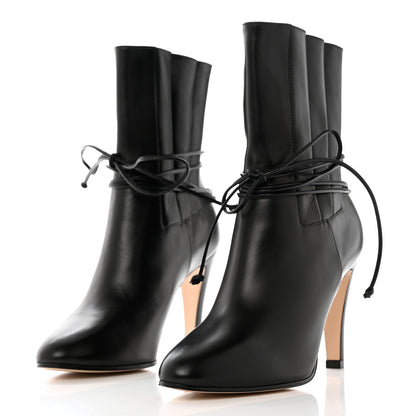 Gucci Malaga Kid Indya Bow Tie Ankle Boots 35 Black 3 of 8