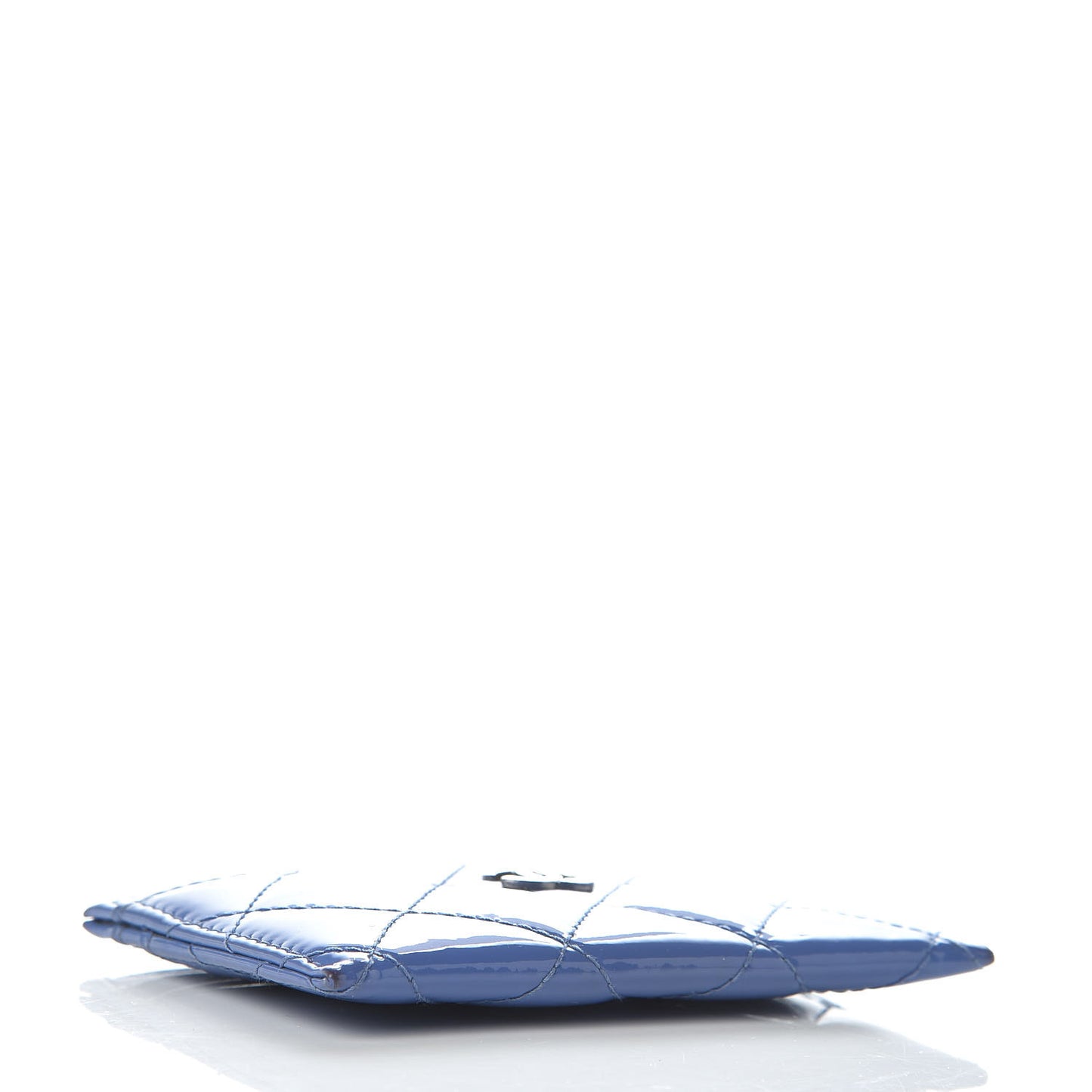 Patent Quilted Card Holder Blue