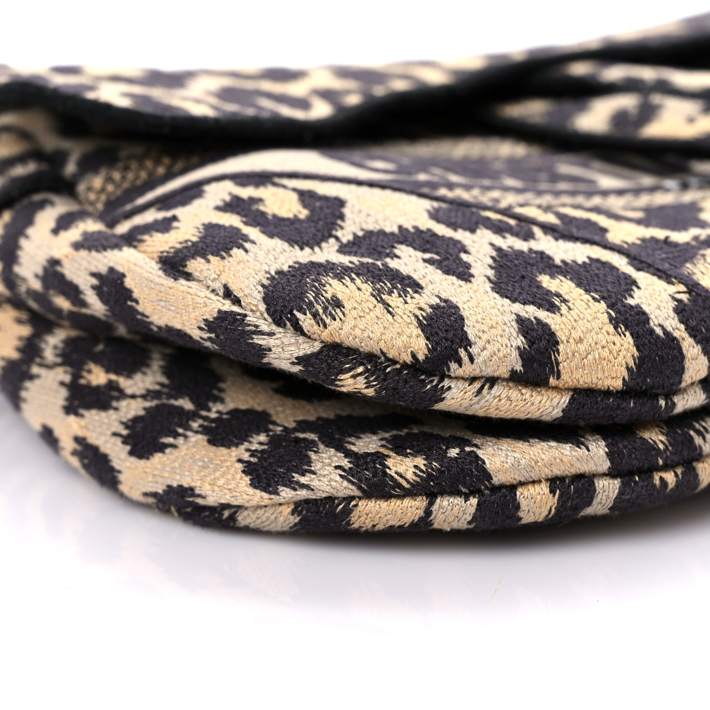 Canvas Mizza Embroidered Saddle Bag Beige Multicolor