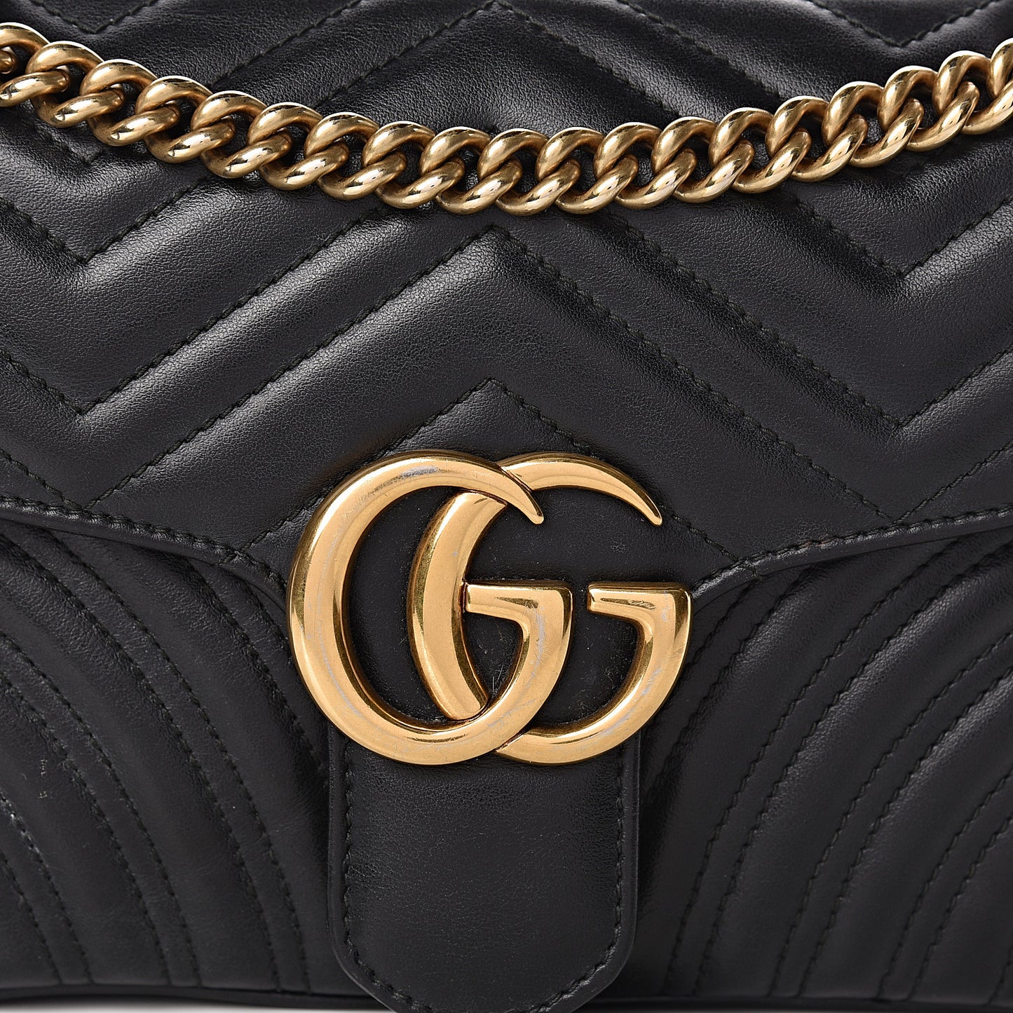Calfskin Matelasse Small GG Marmont Shoulder Bag Black