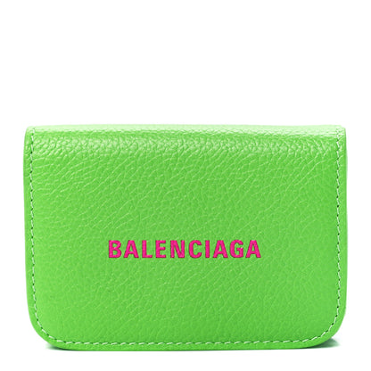 Balenciaga Calfskin Logo Everyday Mini Wallet Green Pink 1 of 11