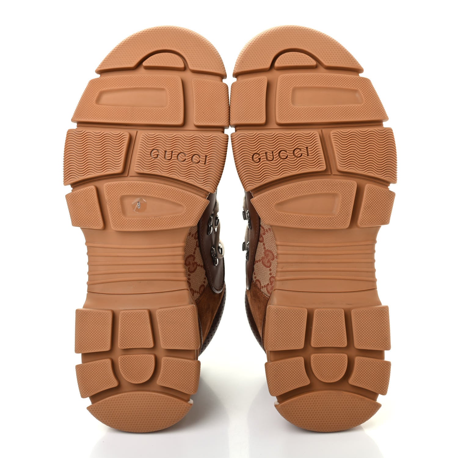 Gucci X SEGA Suede Calfskin GG Monogram Mens Flashtrek Sneakers 9 New Cuir Beige Ruggine 5 of 9