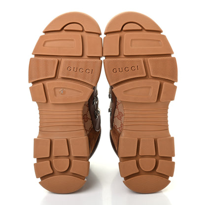 Gucci X SEGA Suede Calfskin GG Monogram Mens Flashtrek Sneakers 9 New Cuir Beige Ruggine 5 of 9