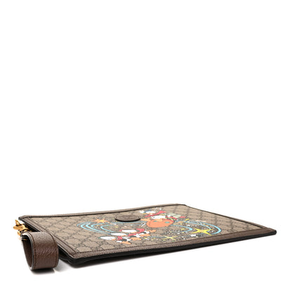 Gucci X DISNEY GG Supreme Monogram Donald Duck Interlocking G Wristlet Pouch Beige Multicolor New Acero 4 of 8