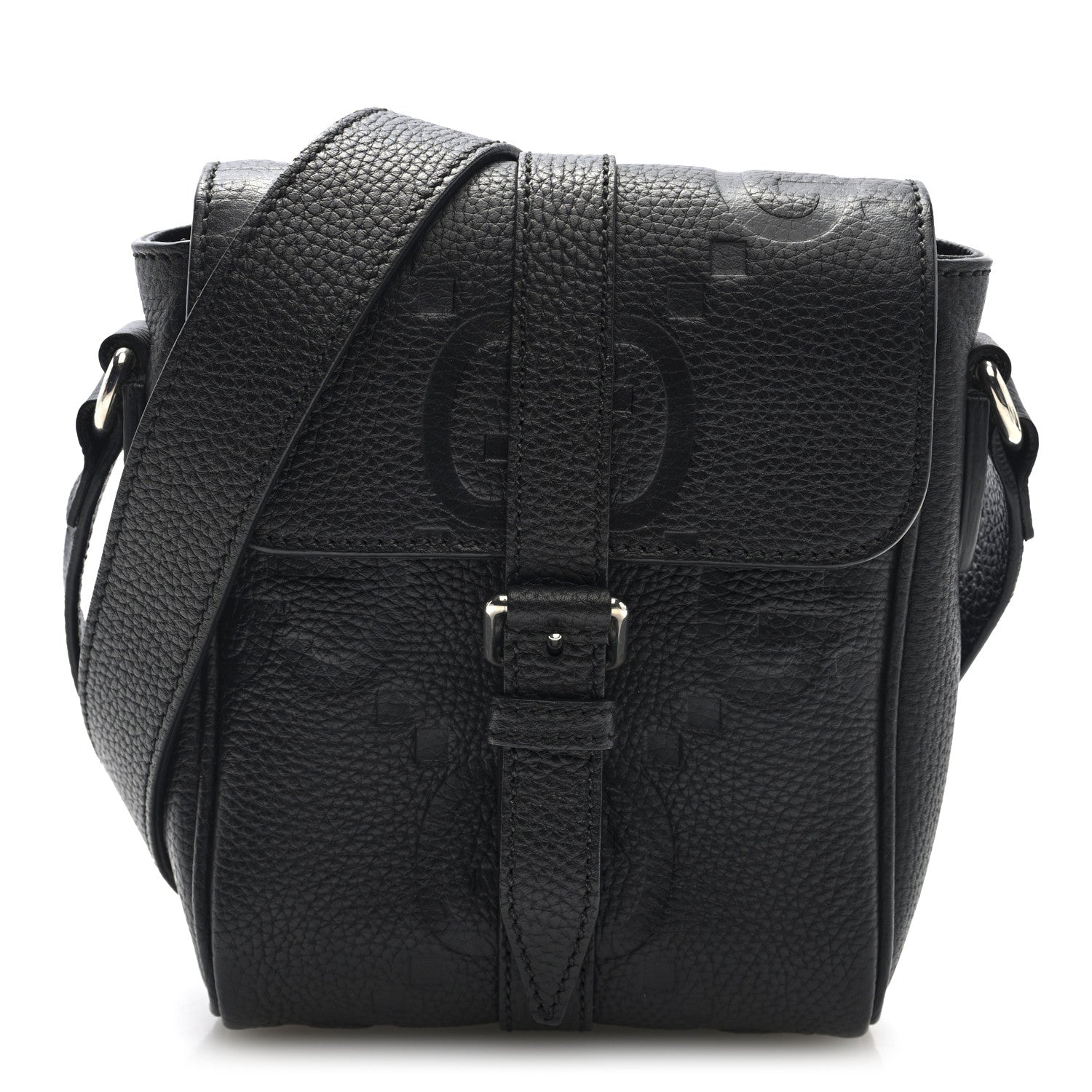 Gucci Piuma Calfskin Jumbo GG Embossed Small Messenger Bag Black 1 of 9