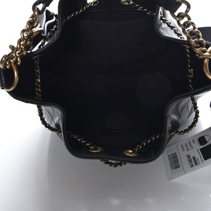 Chanel Calfskin Stitched Small Paris Rome Drawstring CC Bag Black 6 of 9