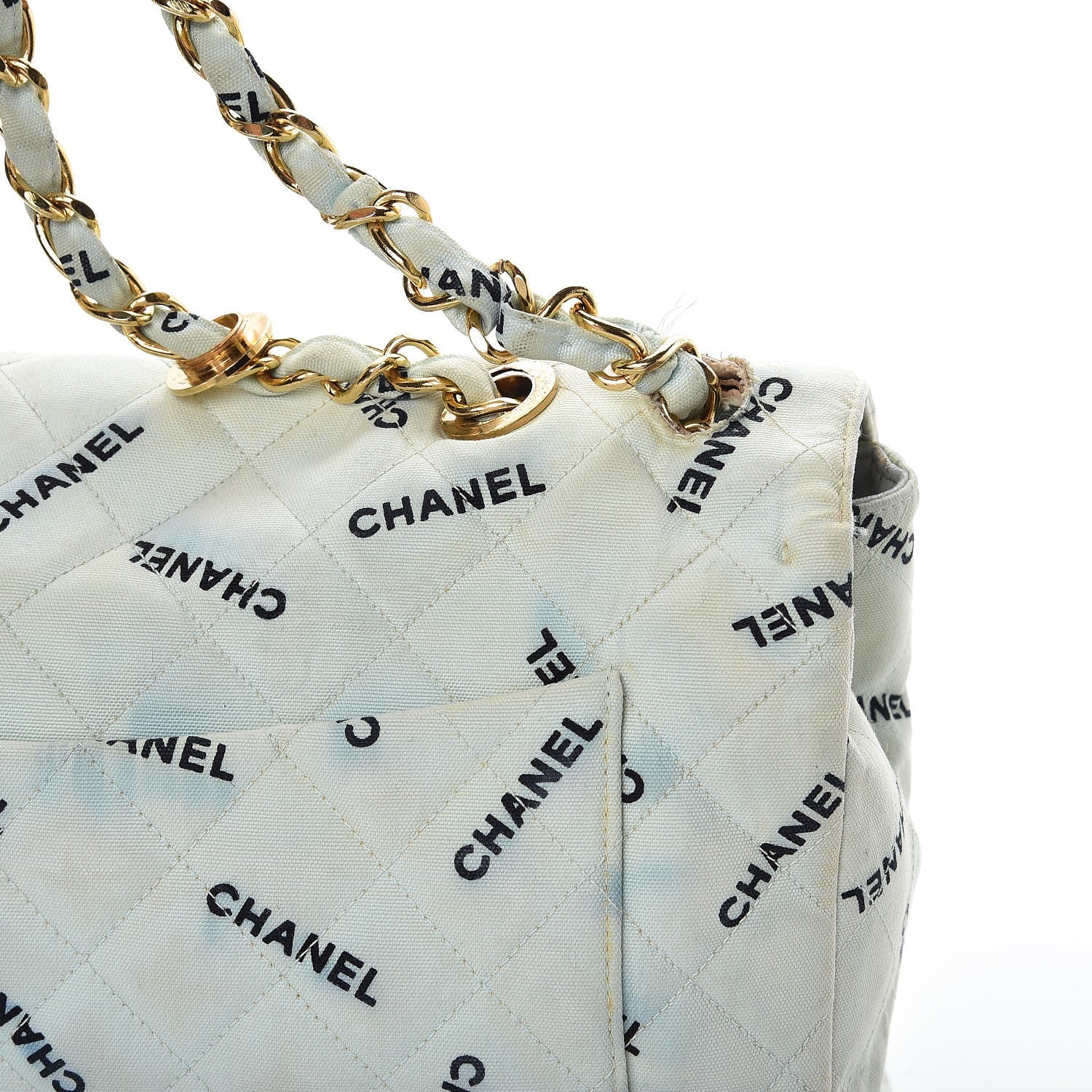 Chanel Canvas Quilted XL Jumbo Single Flap Green 19 of 24