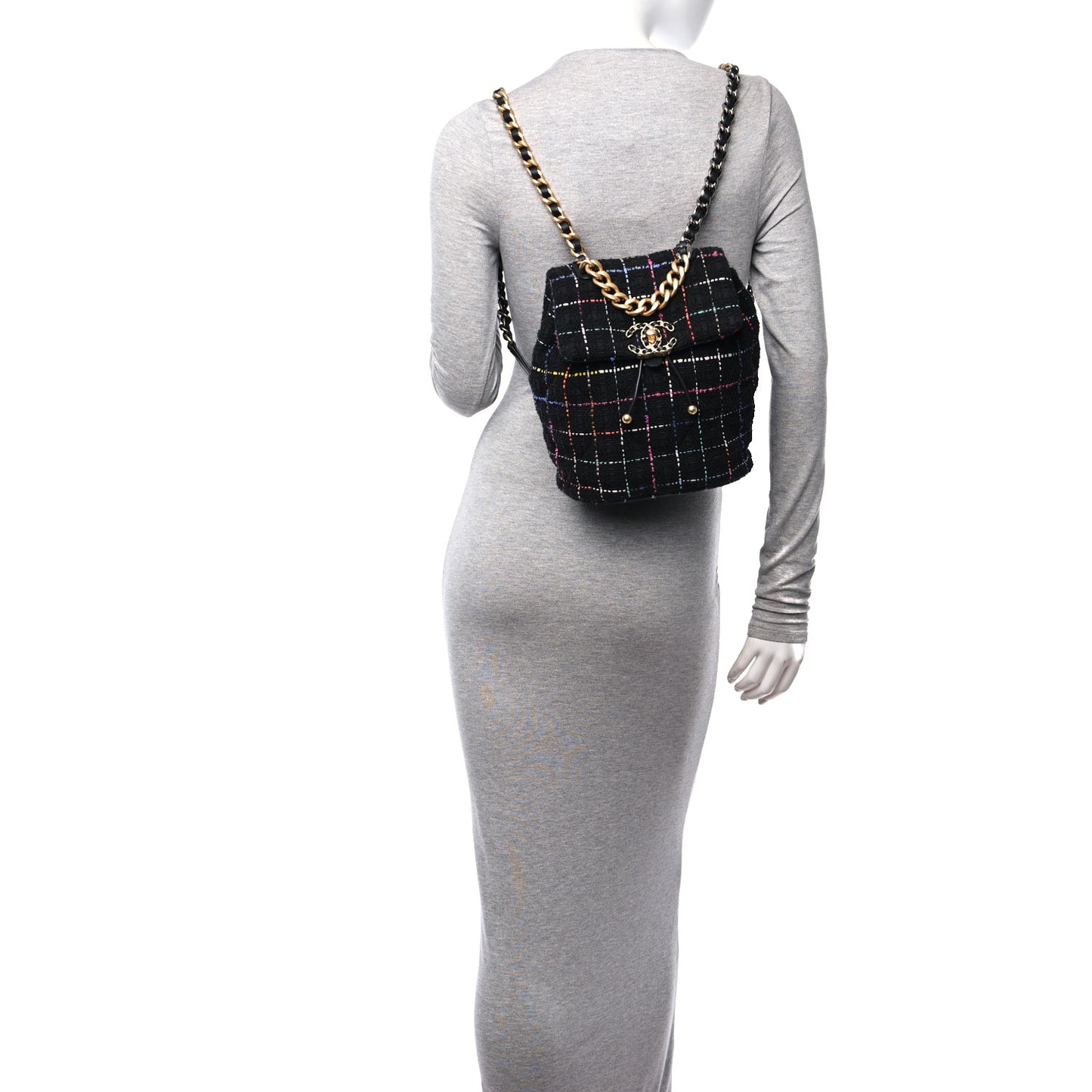 Tweed Quilted Chanel 19 Backpack Black Multicolor