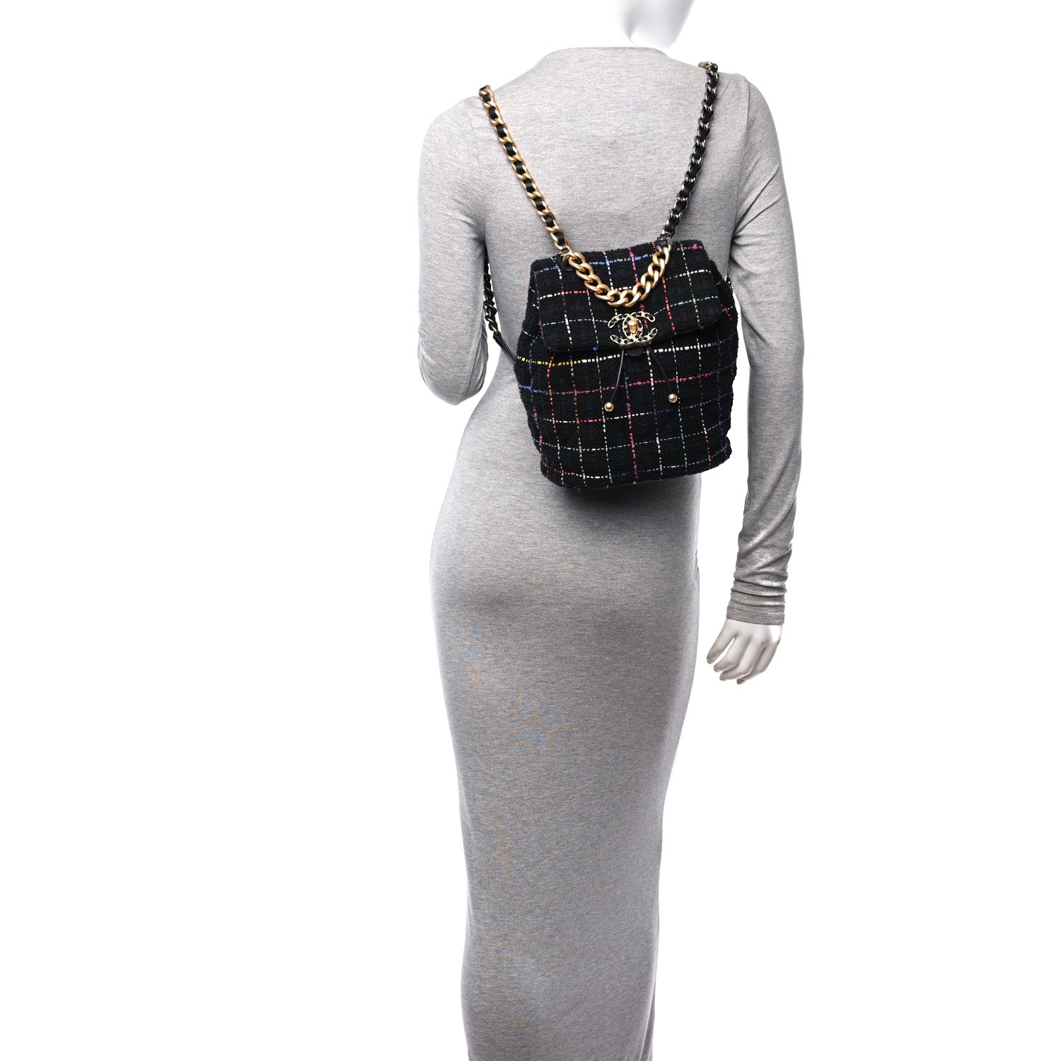 Chanel Tweed Quilted Chanel 19 Backpack Black Multicolor 2 of 10