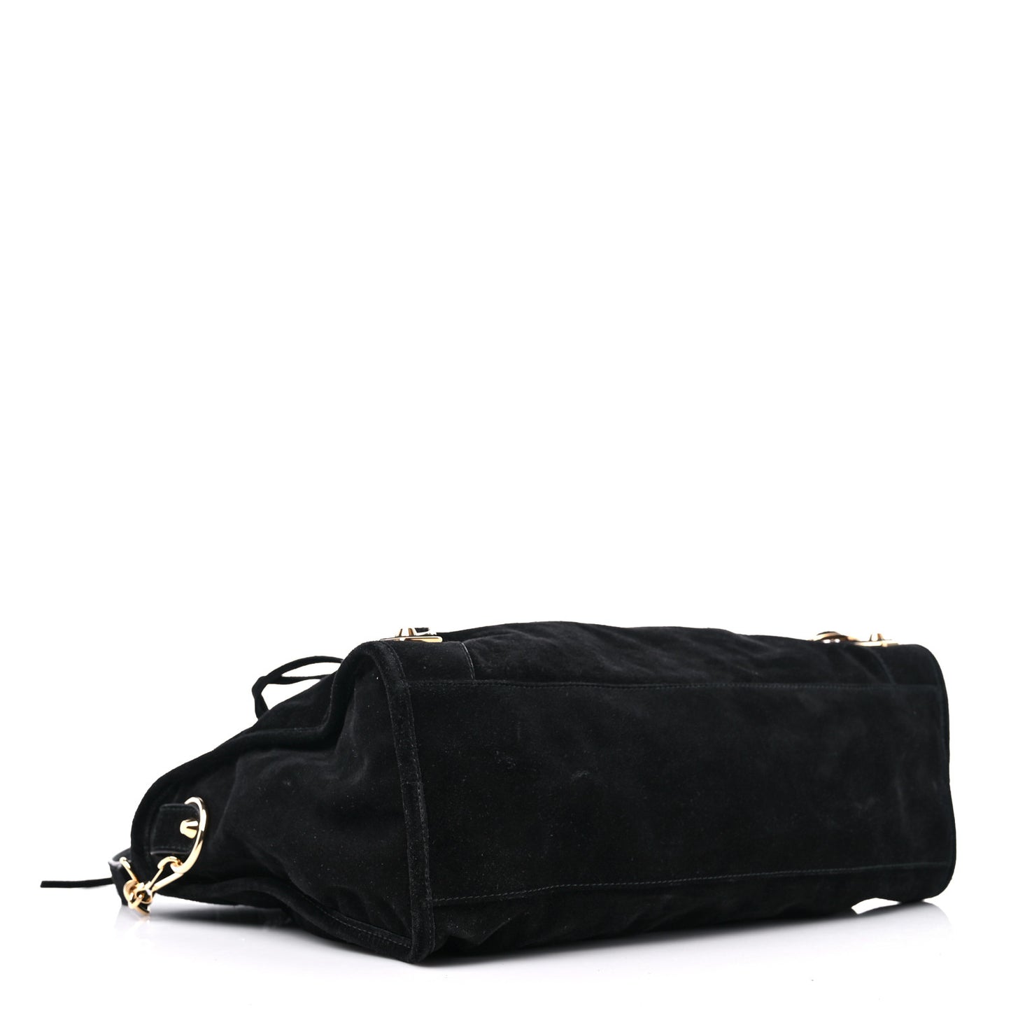 Baby Daim Suede Gold Metallic Edge Hardware City Black