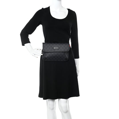 Gucci GG Supreme Monogram Web Slim Belt Bag Black Grey 2 of 14
