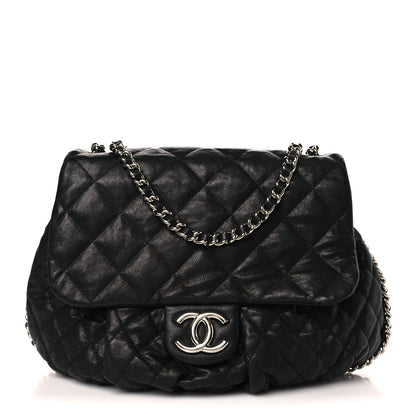 Chanel Washed Lambskin Quilted Large Chain Around Messenger Black 1 of 9