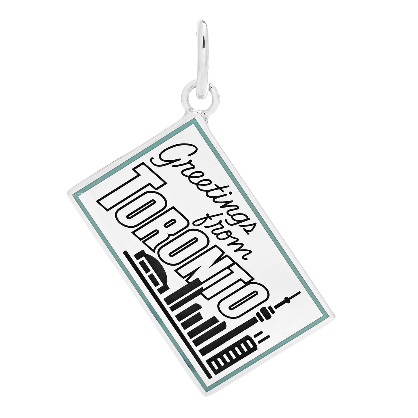Sterling Silver Enamel Toronto Postcard Charm Blue