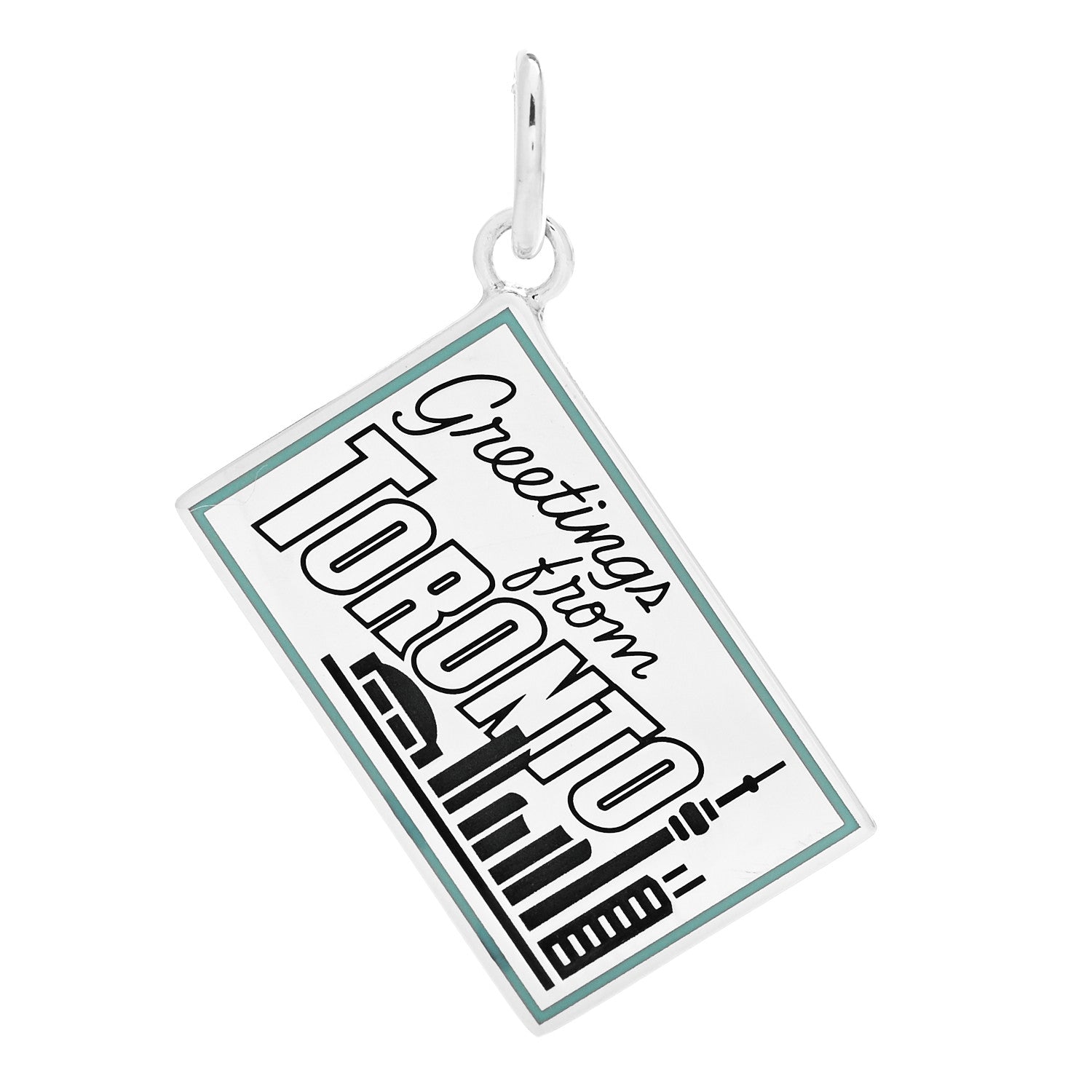 Tiffany Sterling Silver Enamel Toronto Postcard Charm Blue 1 of 4
