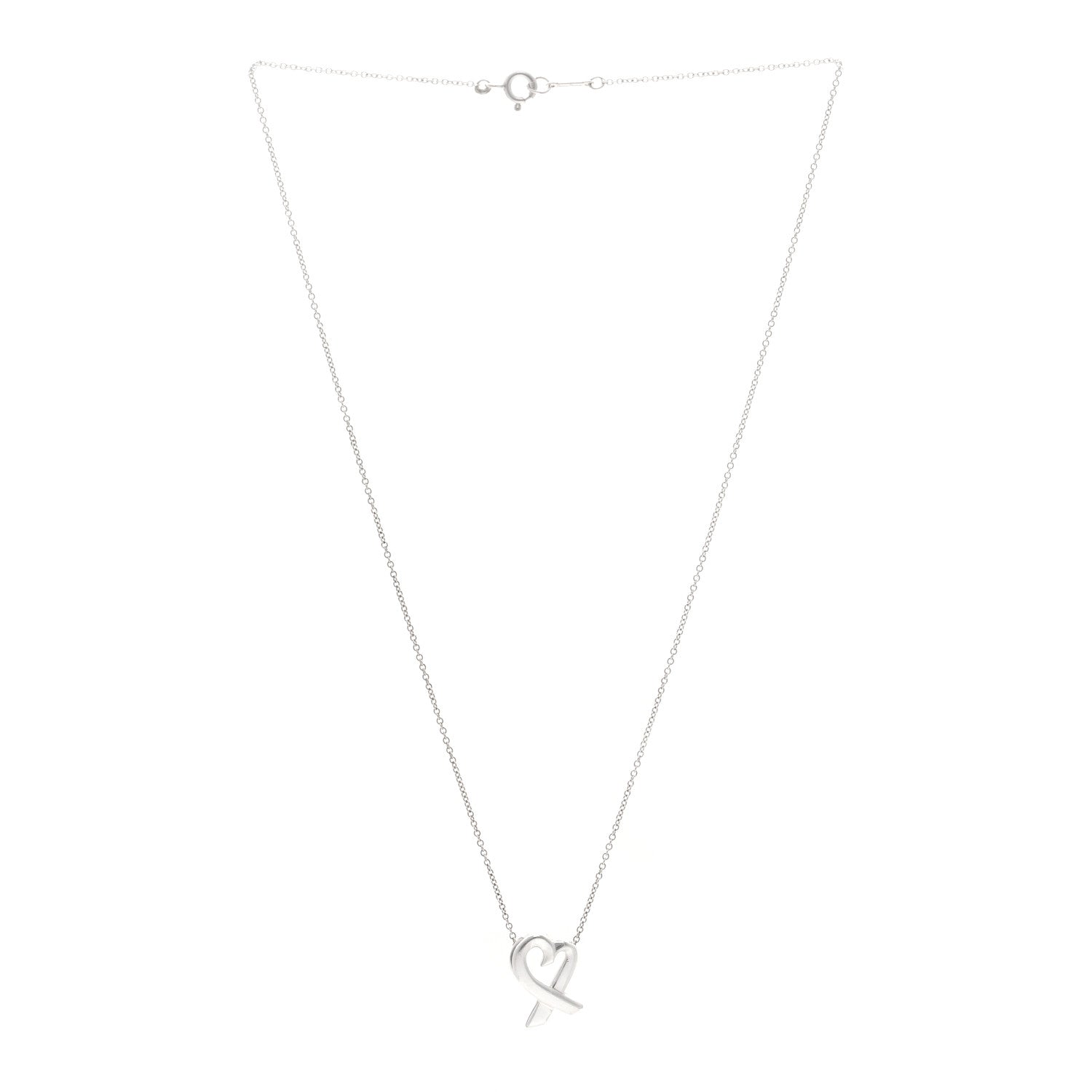 Tiffany Sterling Silver Paloma Picasso Loving Heart Pendant Necklace 3 of 5