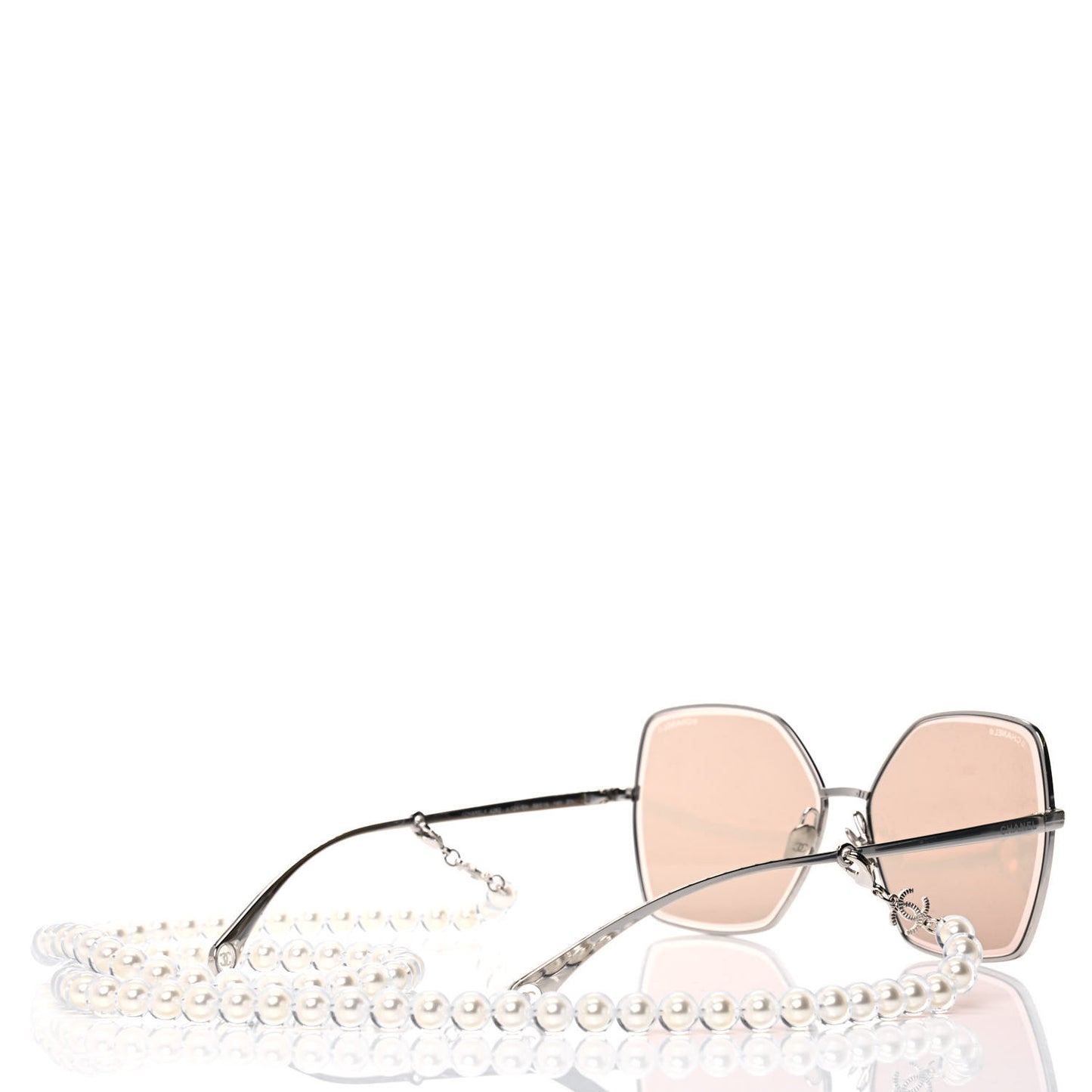 Butterfly Removable Pearl Chain Sunglasses 4262 Brown