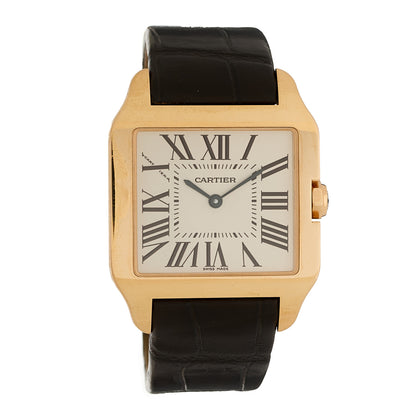Cartier 18K Pink Gold Alligator 30mm Santos Dumont Quartz Watch 1 of 5