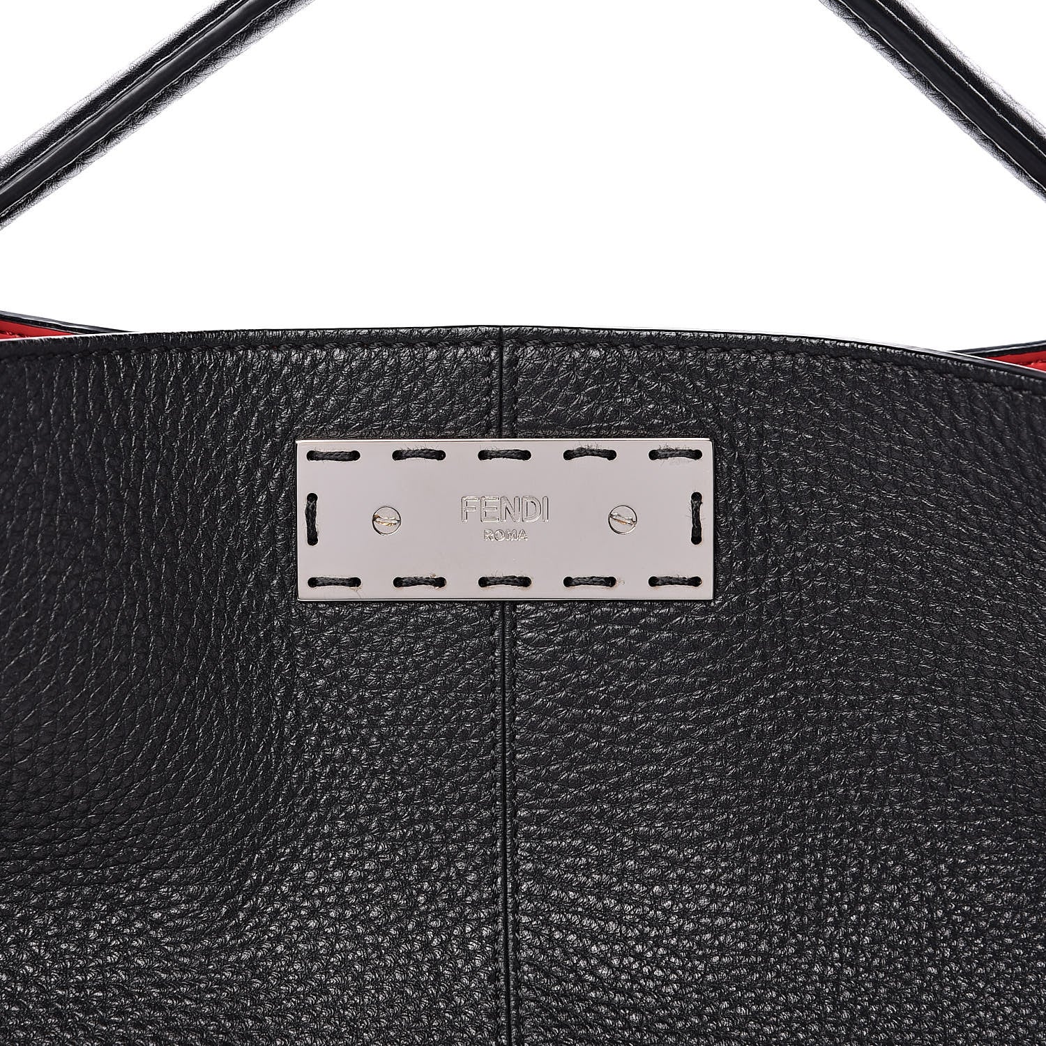 Fendi Cuoio Romano Fabric Marlon Vitello Century Peekaboo X-Lite Fit Black Rosso White Ice 6 of 8