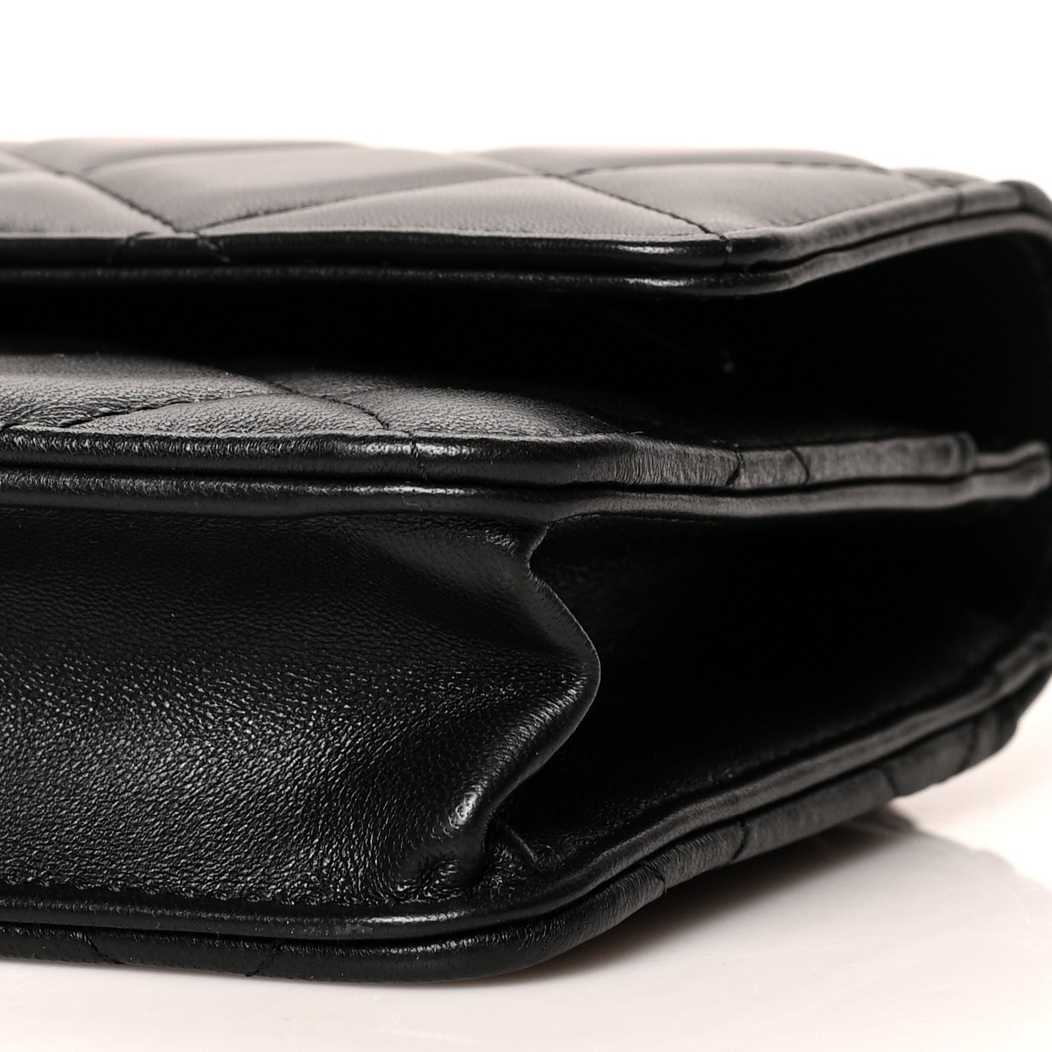 Chanel Lambskin Plexi Quilted Wallet On Chain WOC Black 10 of 11