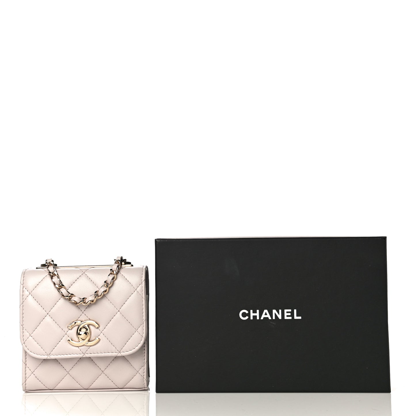 Lambskin Quilted Mini Trendy CC Clutch With Chain Light Purple