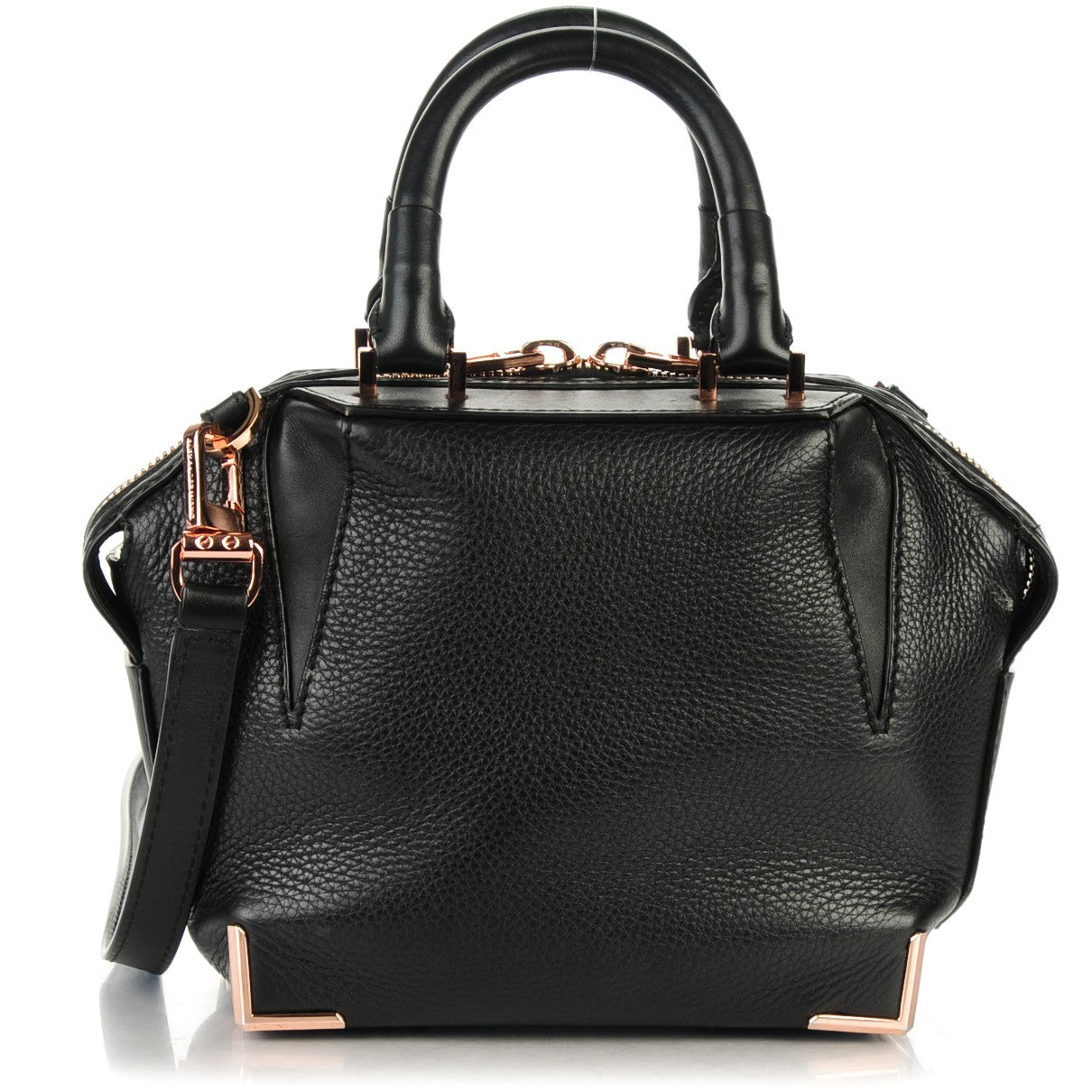 Pebbled Calfskin Mini Emile Black Rose Gold Hardware