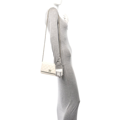 Chanel Caviar Quilted Chain CC Quilted Wallet On Chain WOC White 2 of 10