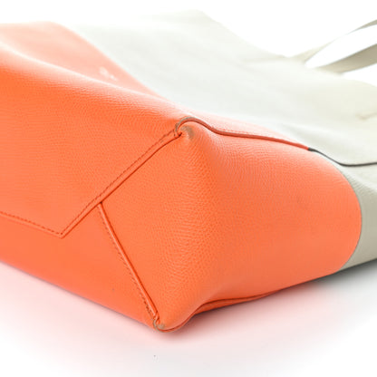 Celine Grained Calfskin Small Vertical Bi-Cabas Fluo Orange Taupe 9 of 9
