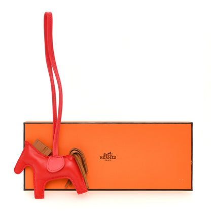 Hermes Milo Lambskin Grigri Rodeo Horse Bag Charm PM Rouge Indien Gold Bougainvillea 4 of 4