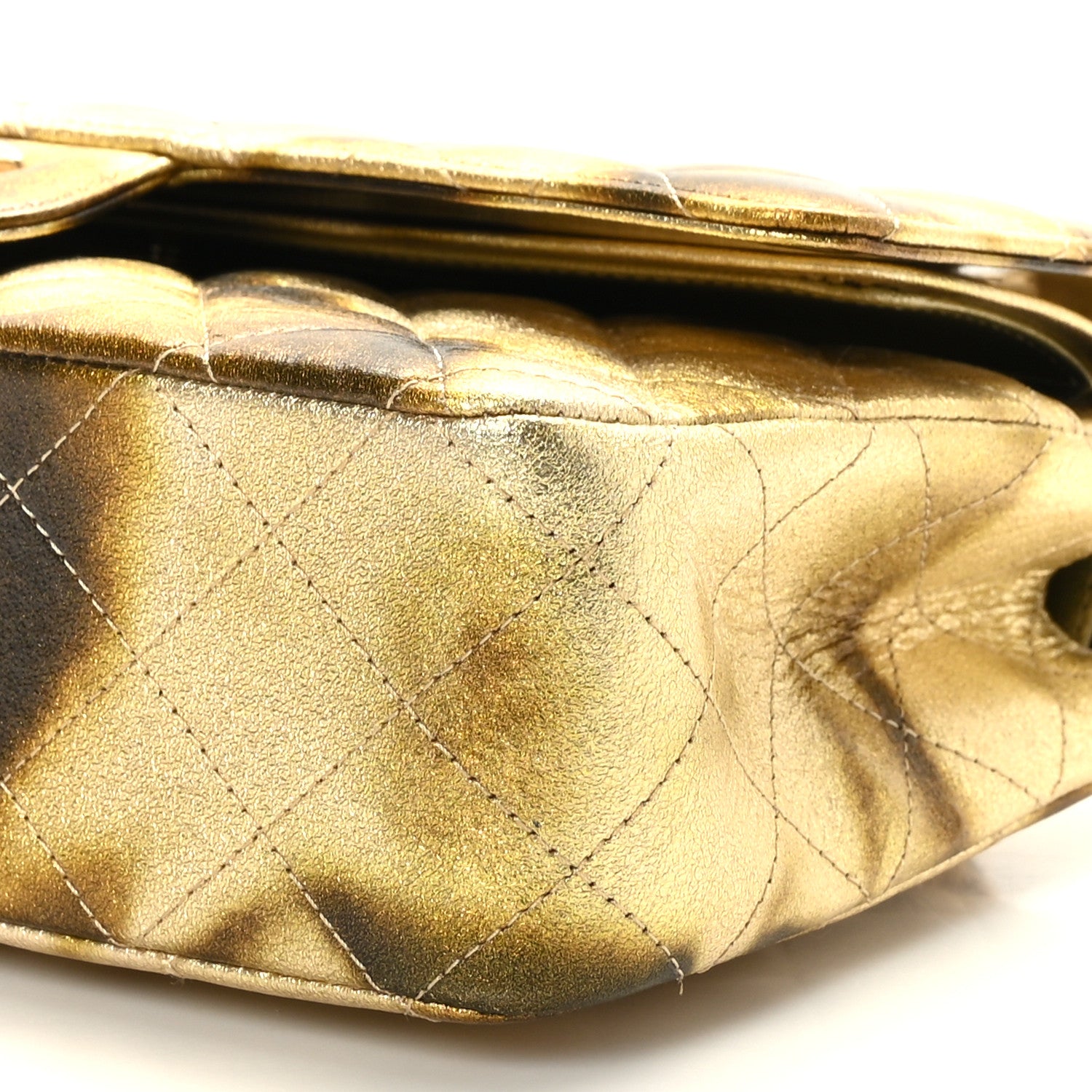 Chanel Metallic Goatskin Quilted Medium Double Flap Gold Black 9 of 9