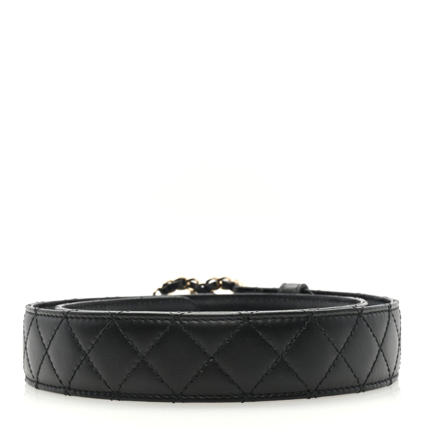 Calfskin Quilted CC Chain Belt 80 32 Black
