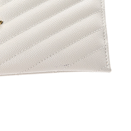 Saint Laurent Grain De Poudre Chevron Monogram Bill Pouch Crema Soft 7 of 8