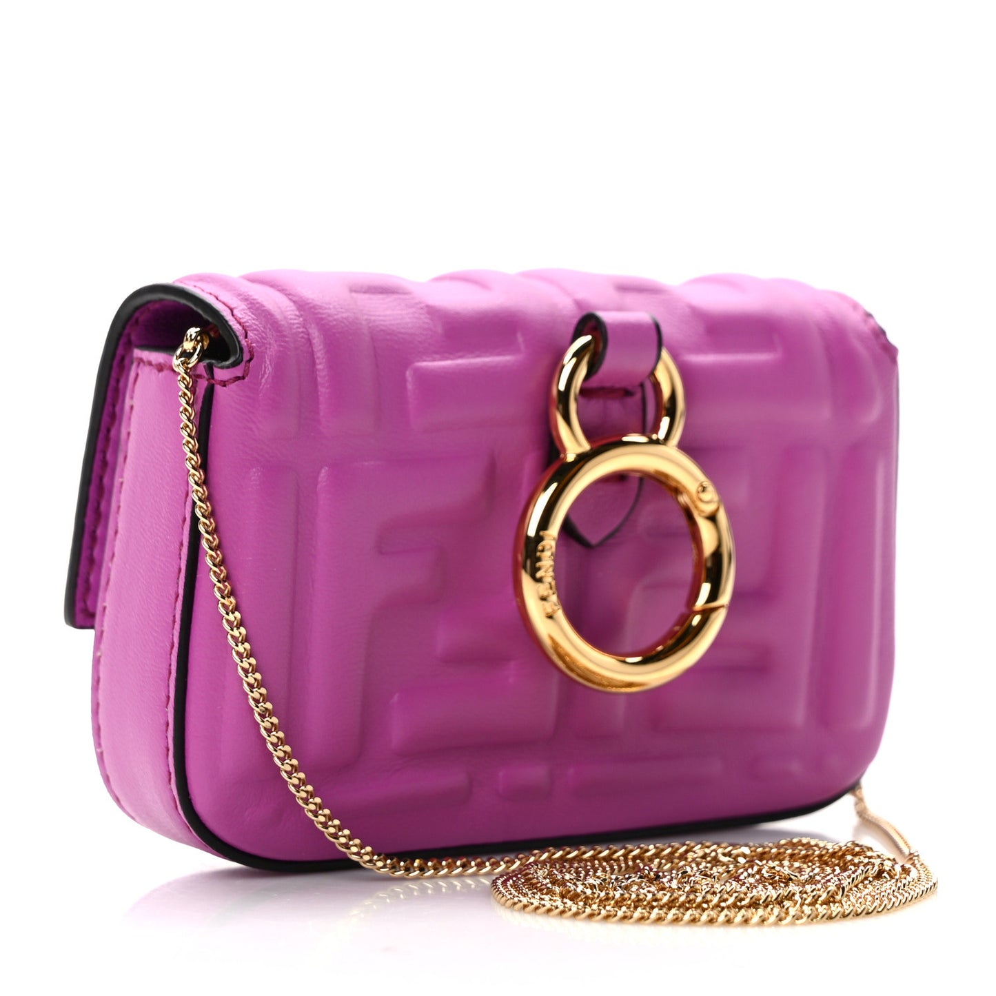 Nappa Matisse FF Embossed Nano Baguette Charm Bouganville