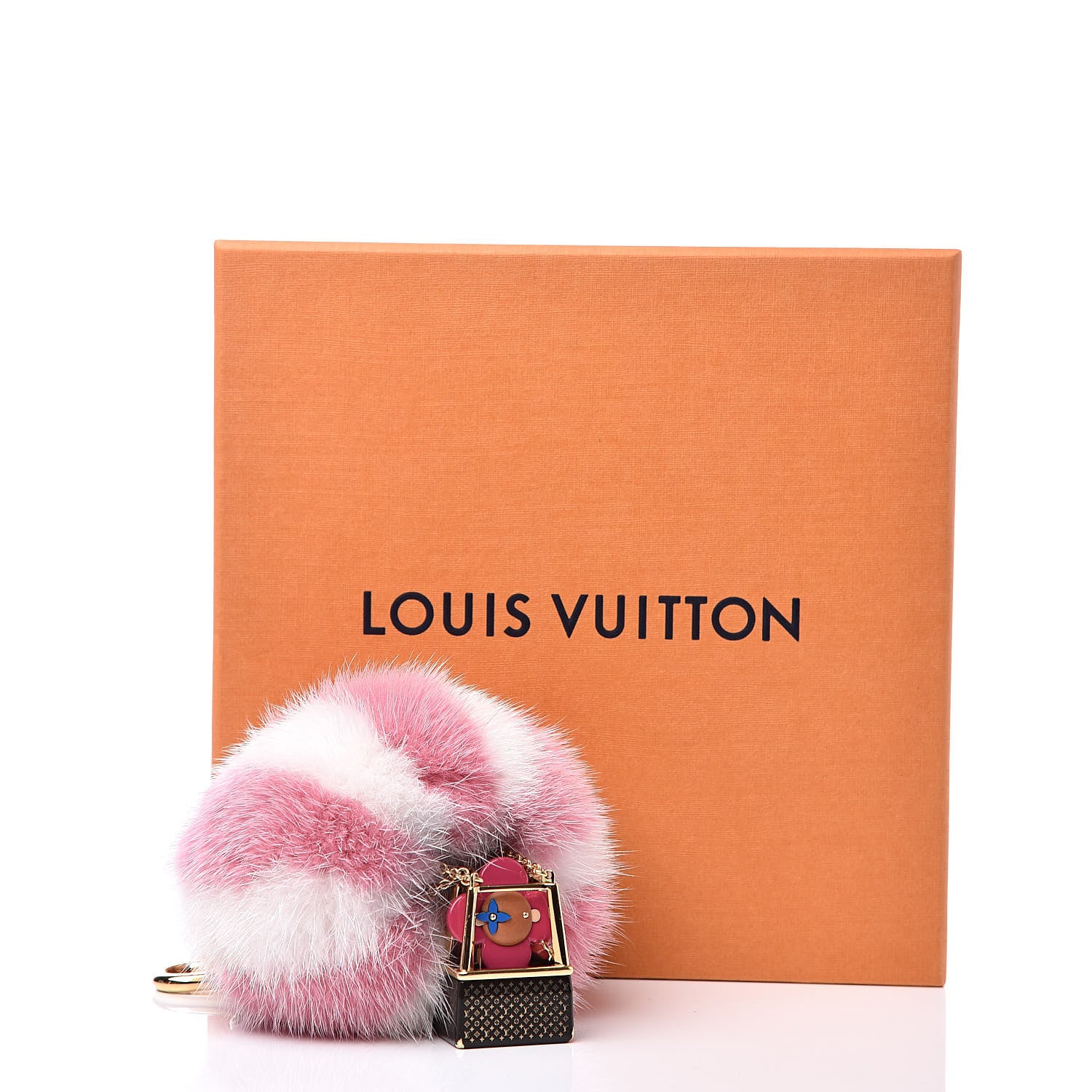 Louis Vuitton Mink Fur Vivienne Balloon Bag Charm Key Holder Pink 5 of 5