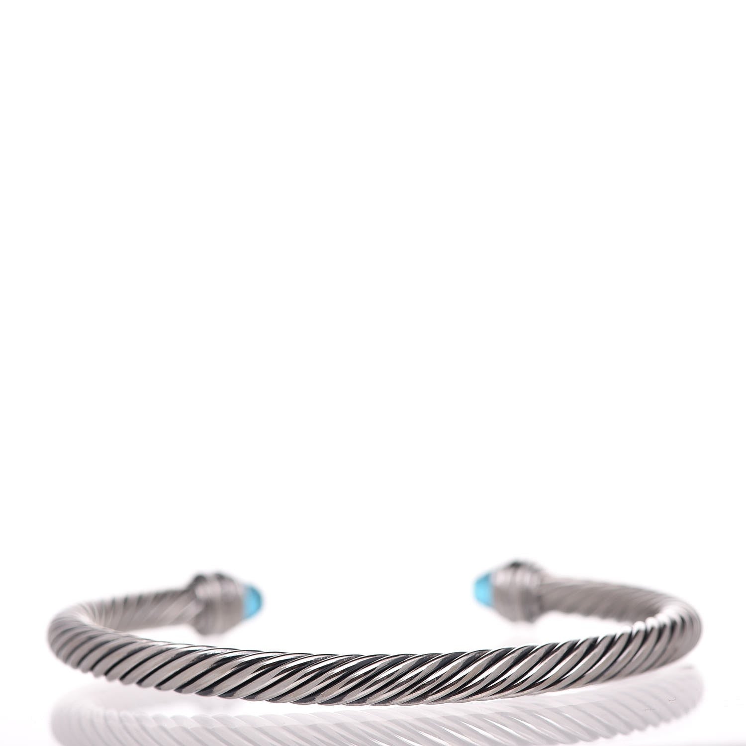 David Yurman Sterling Silver Diamond Blue Topaz 5mm Cable Classics Bracelet 3 of 4