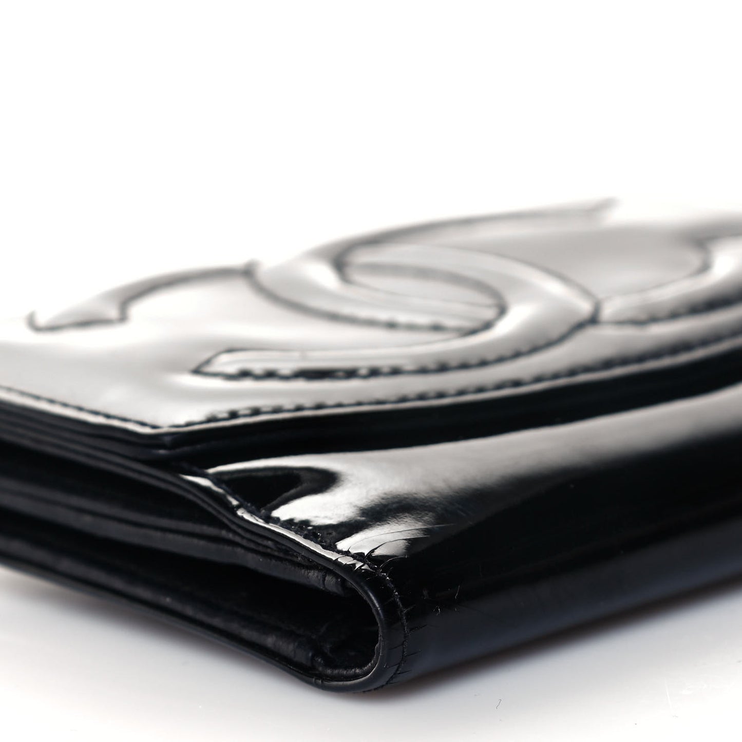 Patent Timeless CC Compact French Wallet Black