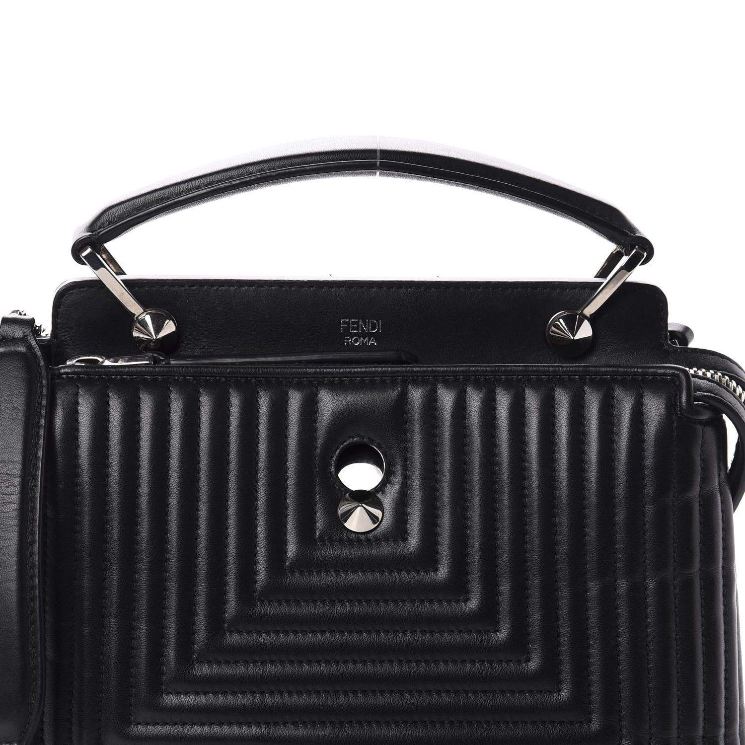 Fendi Shiny Nappa Trapuntata Small DotCom Click Top Handle Chain Satchel Black 11 of 11