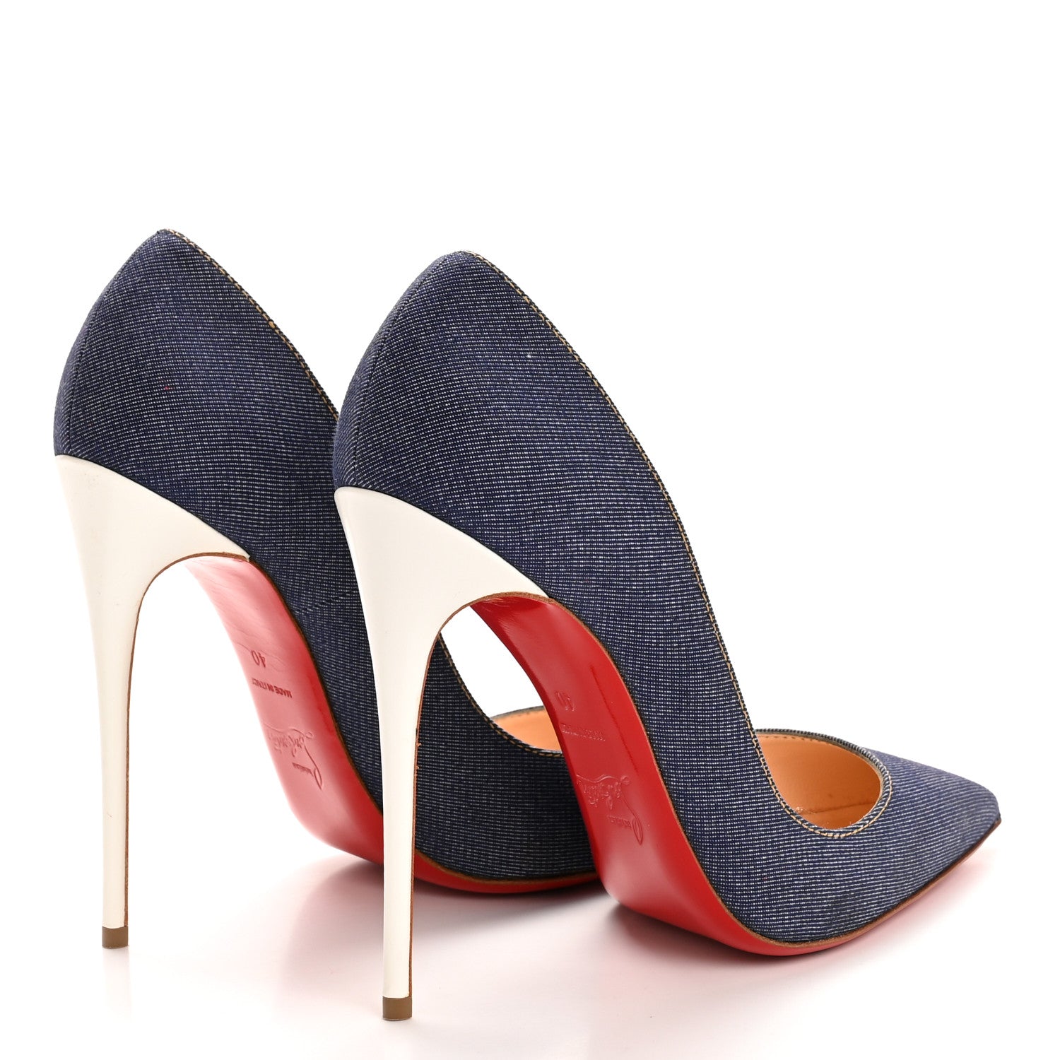 Christian Louboutin Denim Jazz Calf So Kate 120 Pumps 40 Blue White 5 of 10