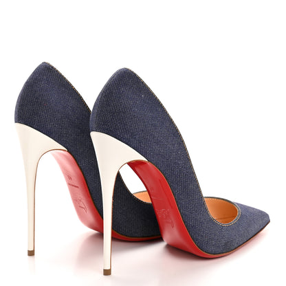 Christian Louboutin Denim Jazz Calf So Kate 120 Pumps 40 Blue White 5 of 10