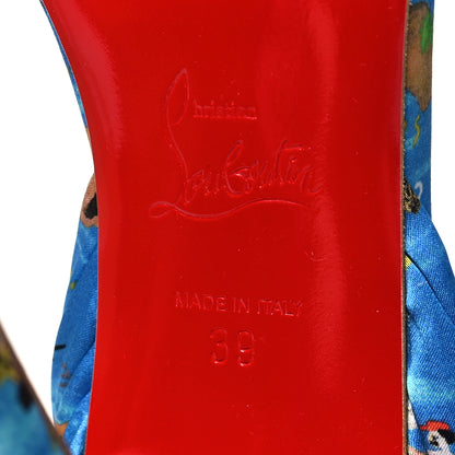 Christian Louboutin Crepe Satin Greekaba Du Desert 100 Sandal 39 Blue Multicolor 6 of 8