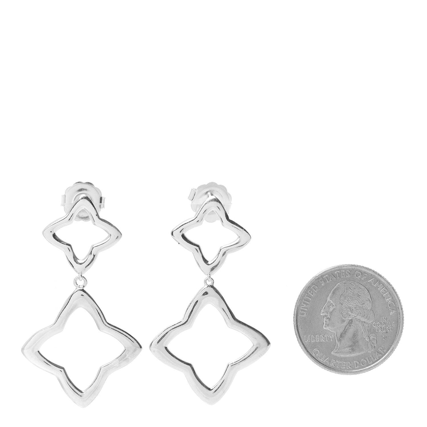 Sterling Silver Quatrefoil Drop Earrings